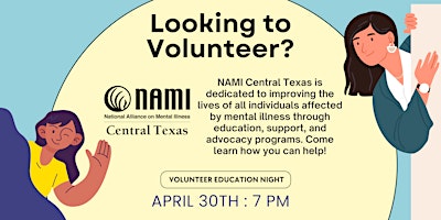Imagen principal de NAMI (National Alliance on Mental Illness) New Volunteer Education Night