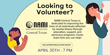 Imagen principal de NAMI (National Alliance on Mental Illness) New Volunteer Education Night