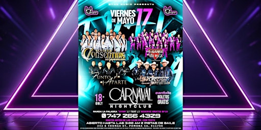 Imagem principal do evento Friday Night May 17 Con Banda, Norteño, Y Reggaeton at Carnaval