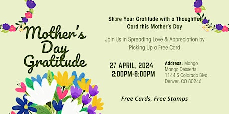 Mother's Day Postcard Event - Complimentary Card & Stamps. Open Invitation to All