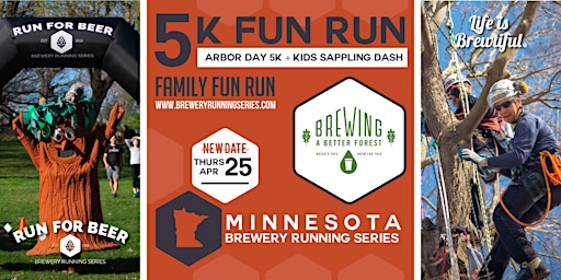 Image principale de Arbor Day 5k + Kids Sapling Dash | 2024 MN Brewery Running Series