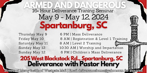 Imagem principal de May 9-May 12 | Spartanburg, SC | Armed & Dangerous Deliverance Training