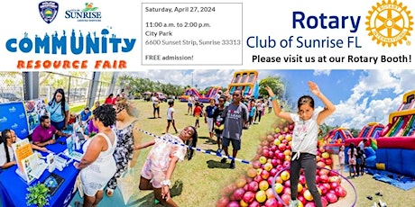 Sunrise Community Resource Fair, Rotary is an Exhibitor