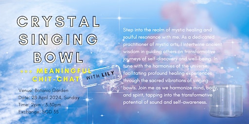 Imagem principal do evento Crystal Singing Bowl + Meaningful Chitchats