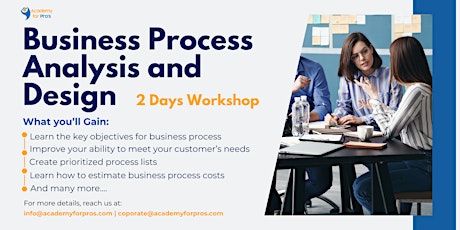 Business Process Analysis & Design 2 Days Workshop on 9th May, 2024