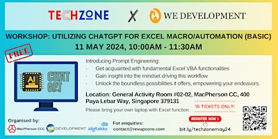Imagen principal de TechZone event: Workshop: Utilizing ChatGPT for Excel Macro/Automation