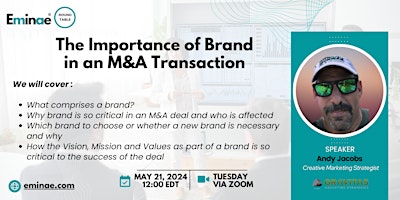 Imagem principal de EMINAE ROUNDTABLE - The Importance of Brand  in an M&A Transaction