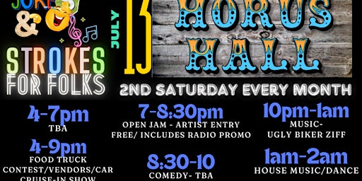 Hauptbild für JOKES & STROKES FOR FOLKS - JULY13 HORUS HALL - FORT WORTH, TX -RADIO EVENT