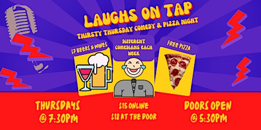 Imagem principal de Laughs on Tap - Comedy, Cheap Drinks & Complimentary Pizza Night