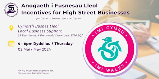 Primaire afbeelding van Anogaeth i Fusnesau Lleol - Incentives for High Street Businesses