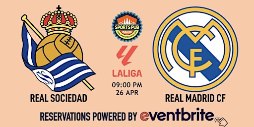 Imagem principal de Real Sociedad v Real Madrid | LaLiga - Sports Pub La Latina