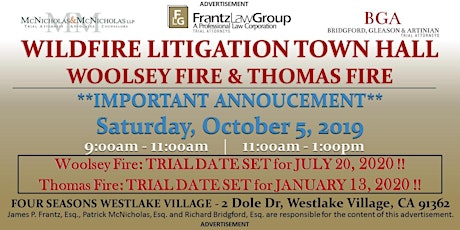 Wildfire Litigation Town Hall Meeting: Woolsey Fire and Thomas Fire primary image