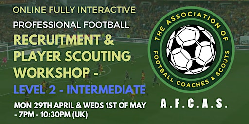 PROFESSIONAL FOOTBALL - PLAYER RECRUITMENT AND SCOUTING WORKSHOP - LEVEL 2 primary image