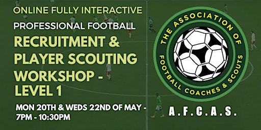 Primaire afbeelding van PROFESSIONAL FOOTBALL - RECRUITMENT AND PLAYER SCOUTING WORKSHOP - LEVEL 1