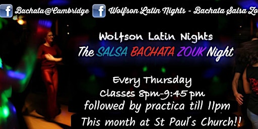 Primaire afbeelding van The Salsa, Bachata and Zouk Night in Cambridge- Wolfson Latin Nights
