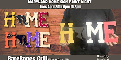 Imagen principal de Maryland Home Sign Paint Night @ Barebones  Grill