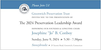 Imagem principal do evento 2024 Preservation Leadership Award for Josephine "Jo " Conboy