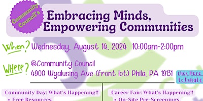 Imagen principal de CCHS' Community Day Event: "Embracing Minds, Empowering Communities."