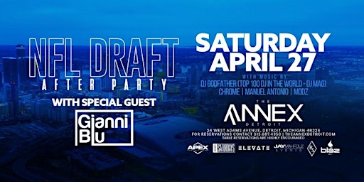 Imagem principal de Annex Saturdays NFL Draft After Party w/ Gianni Blu on Saturday, April 27