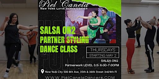 Imagem principal de Salsa On2 Partnerwork Dance Class, Level 3.5 Intermediate-Advanced