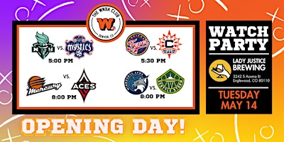 Primaire afbeelding van WNBA Opening Day Watch Party at Lady Justice 5/14