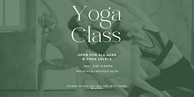 Imagen principal de Beginner Yoga Class at Blu Boutique Salon & Wellness