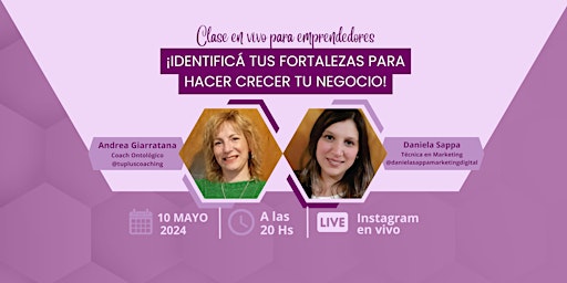 Charla gratuita en Vivo de Instagram "Identificá tus fortalezas" primary image