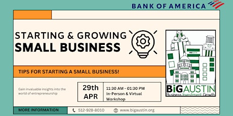 Imagen principal de Starting and Growing Your Small Business presented by Bank of America