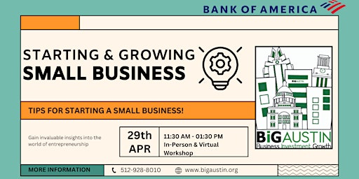 Starting and Growing Your Small Business presented by Bank of America primary image