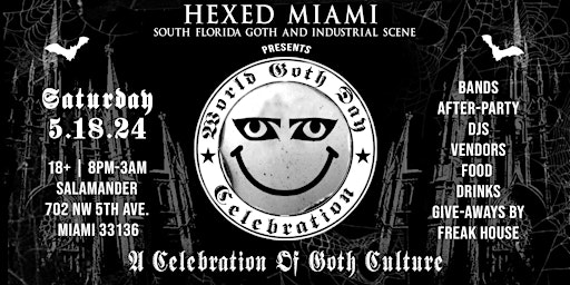 Imagem principal do evento HEXED MIAMI PRESENTS SOUTH FLORIDA WORLD GOTH DAY 2024