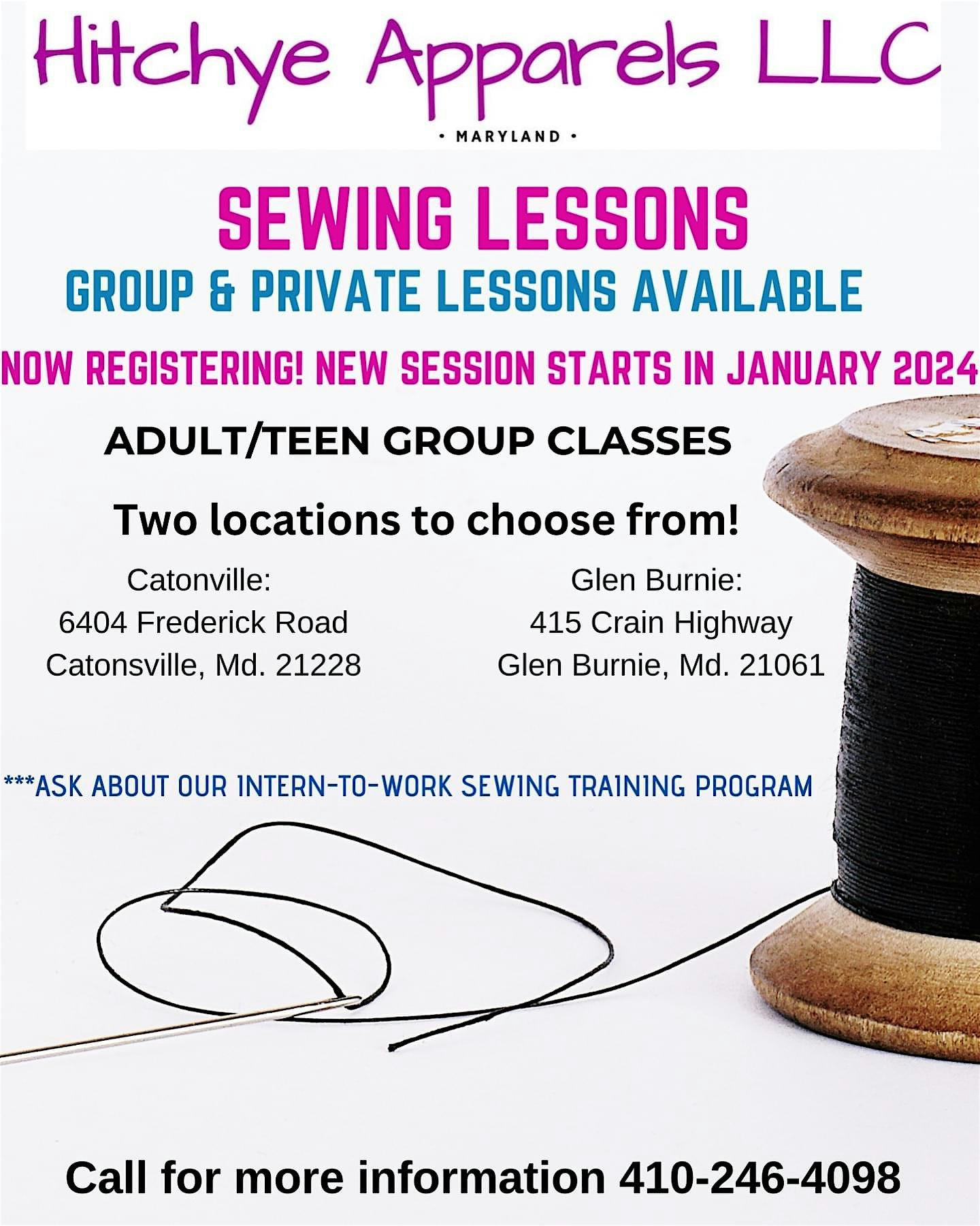 Sewing lessons for Adults\/Teens!