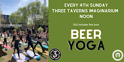 Hauptbild für Hops & Flow Beer Yoga at Three Taverns Imaginarium