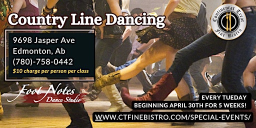 Stampede Ready: Country Line Dance Classes at Continental Treat Fine Bistro! primary image
