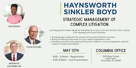 Haynsworth 1-Hour CLE - Strategic Management of Complex Litigation primary image