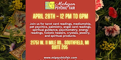 Imagem principal do evento Michigan Psychic Fair April 28, 2024,  New Event West 11 Mile Suite 205