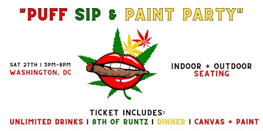 Primaire afbeelding van Puff Sip & Paint Dinner Party | Unlimited Free Drinks