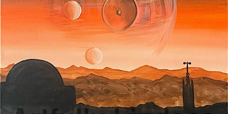Artfully Taught with Lindsee, painting “Futuristic Desert Planet”