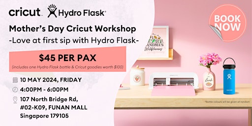 Imagem principal do evento Mother's Day Cricut Workshop | Love At First Sip with Hydro Flask