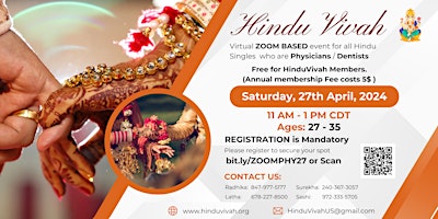 Hauptbild für Hindu Singles Speed Dating Event on Zoom for Physicians/Dentists aged 27-35