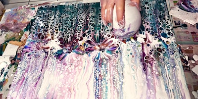 Acrylic  pouring  swipe technique combined with a balloon dip primary image
