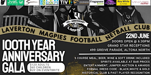 Hauptbild für Laverton Magpies 100th Anniversary Gala
