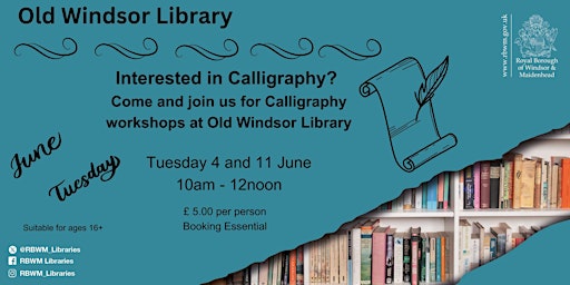 Imagem principal do evento Calligraphy Workshops at Old Windsor Library (2 of 2)