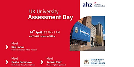 Imagem principal de University College Birmingham Assessment Day @ AHZ DHA Lahore Office