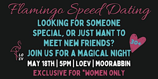 Immagine principale di Flamingo Speed Dating  Night- May 18th, LOEV, Moorabbin 