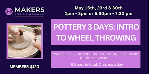 Imagem principal de Pottery: 3 Day Introduction to Wheel Throwing