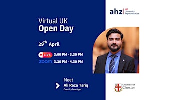 Imagem principal do evento University of Chester's Virtual Open Day @ AHZ