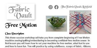 Imagen principal de Sewing Sessions - Free Motion Sewing/Quilting