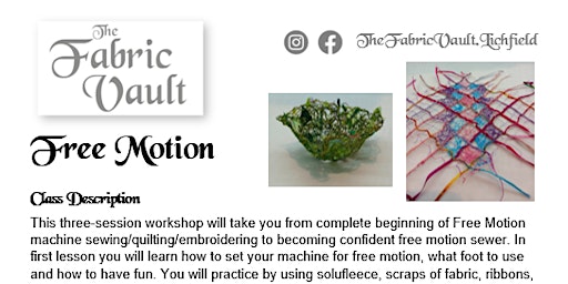 Sewing Sessions - Free Motion Sewing/Quilting primary image