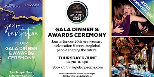 Hauptbild für Relocate & Think Global People Awards 2024 Gala Dinner