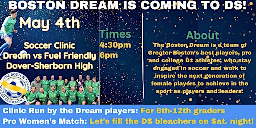 Hauptbild für Boston Dream Women's Semi-Pro Soccer Match & Youth Clinic